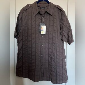 NEW Brown Short Sleeve Button-Up Shirt